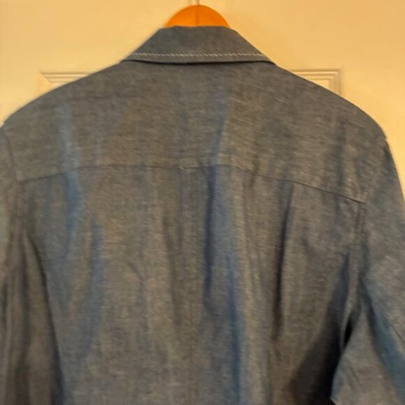 Charter Club Women's Light-Wash Cotton Blue Chambray Denim Blazer Jacket Sz 24W - Picture 5 of 12